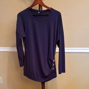 Amazon Dark Blue Long Sleeve Women's Top with Button Details